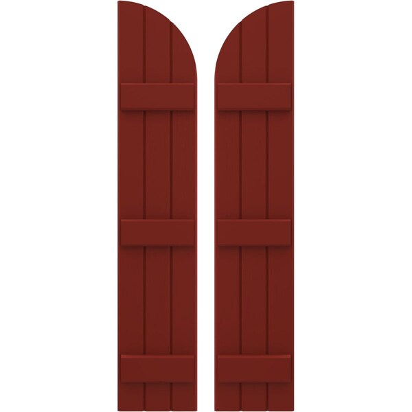 Ekena Millwork Americraft 3-Board (3 Batten) Wood Joined Board-n-Batten Shutters w/ Arch Top, ARW401BQ311X77MRH, PR ARW401BQ311X77MRH - main